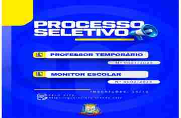 Guaraniaçu - PRORROGADO prazo de Inscrições para o Processo Seletivo para contratação de Professores Temporários e Monitores Escolares